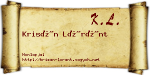 Krisán Lóránt névjegykártya